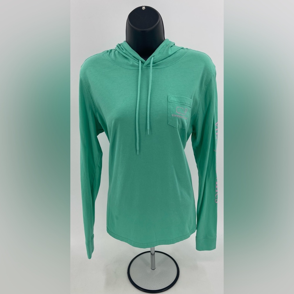 Vineyard Vines Mint & Pink Unisex‎ Edgartown Hooded L/S T-Shirt Adult Size XS